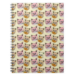 cat pattern, meow spiral notebook