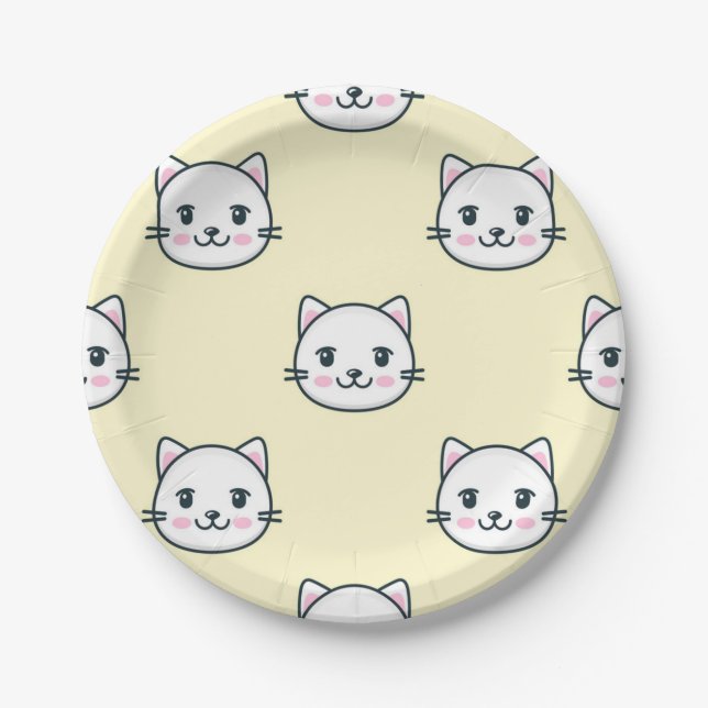 Cat pattern paper plate (Front)