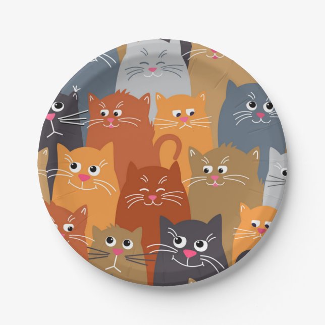 Cat pattern paper plate (Front)