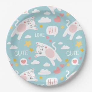 Cat Pattern Paper Plate