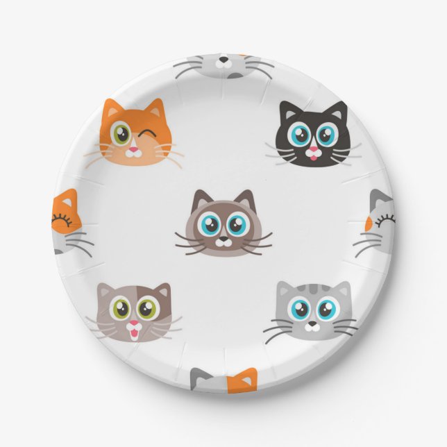 Cat pattern paper plate (Front)