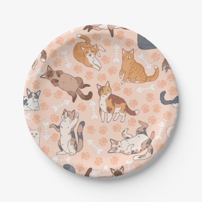 Cat pattern paper plate (Front)