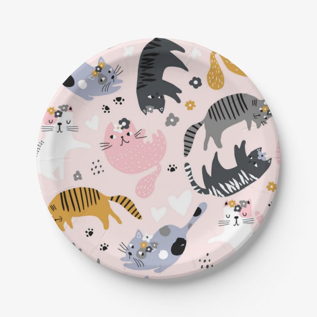 Cat pattern paper plate (Front)