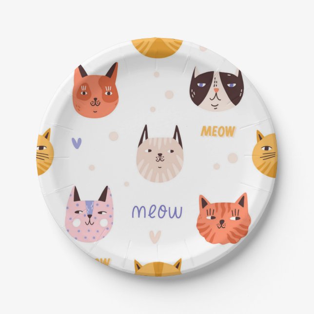 Cat pattern paper plate (Front)