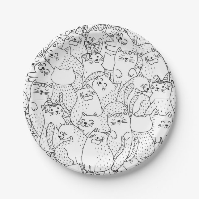 Cat pattern paper plate (Front)