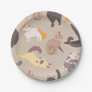 Cat pattern paper plate