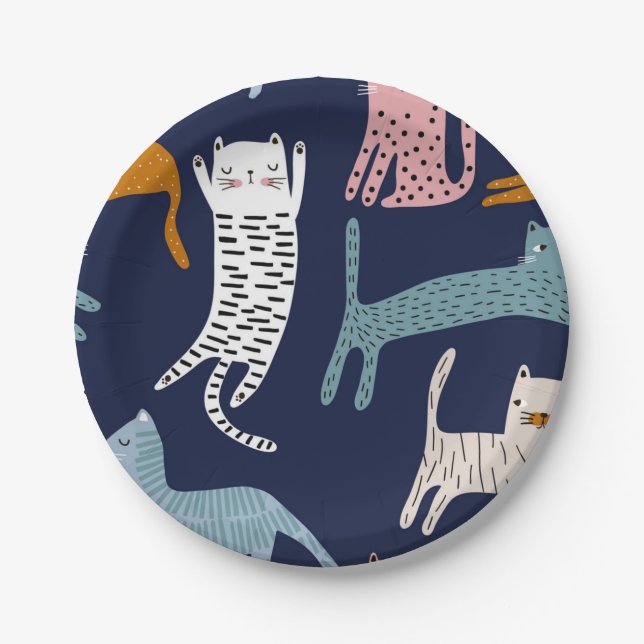 Cat pattern paper plate (Front)