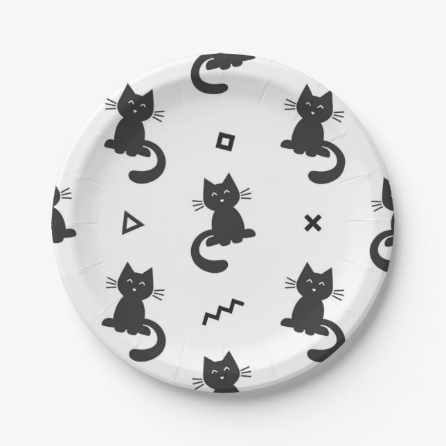 Cat pattern paper plate (Front)