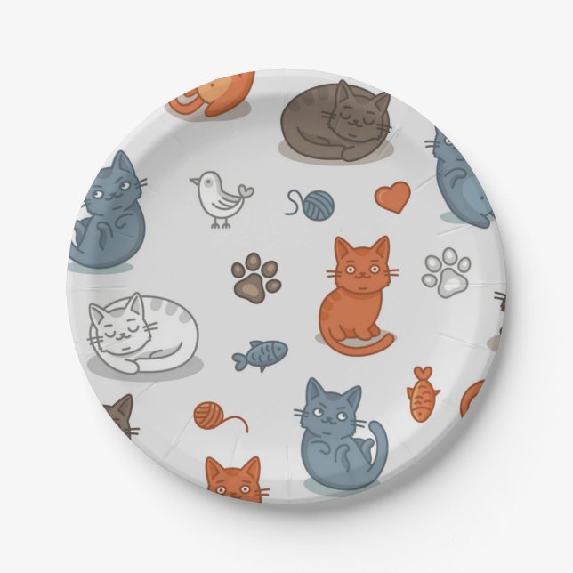 Cat pattern paper plate (Front)