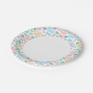cat pattern paper plate