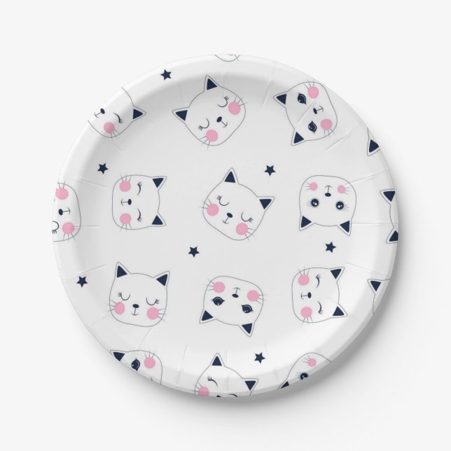 Cat pattern paper plate (Front)