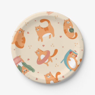 Cat pattern paper plate