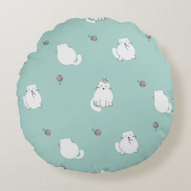 Cat pattern round cushion (Front)