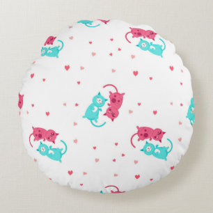 Cat pattern round cushion