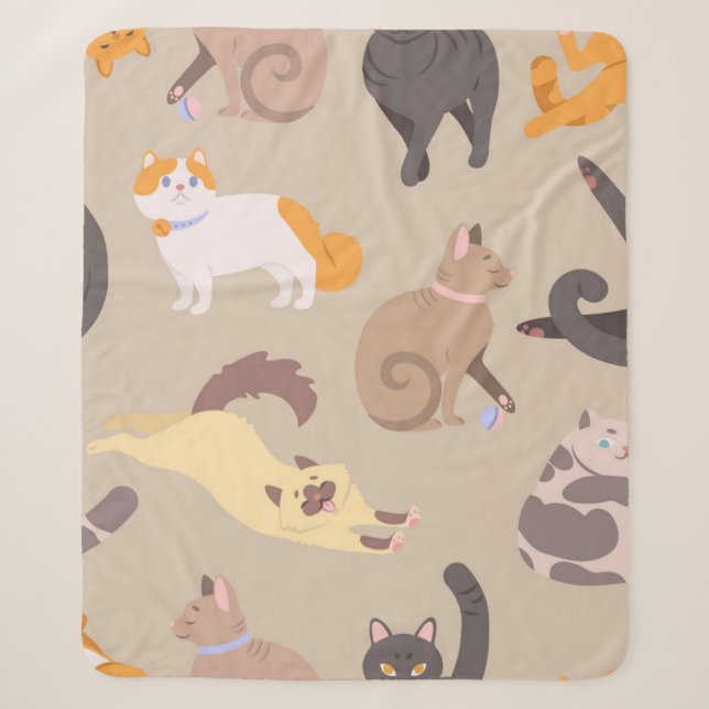 Cat pattern sherpa blanket (Front)