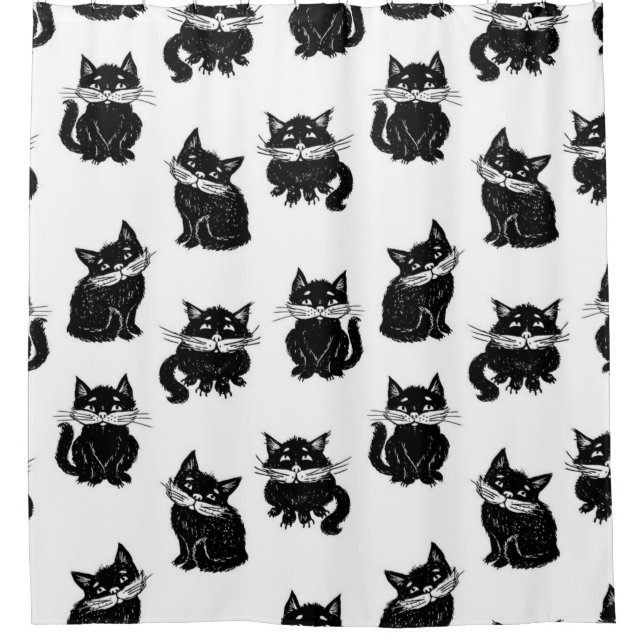 Cat pattern shower curtain (Front)