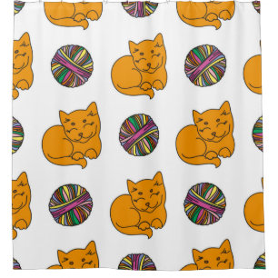 Cat pattern shower curtain
