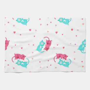 Cat pattern tea towel