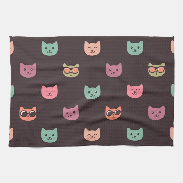 Cat pattern tea towel (Horizontal)