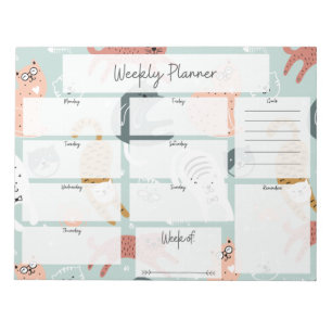 Cat Pattern Weekly Planner Notepad