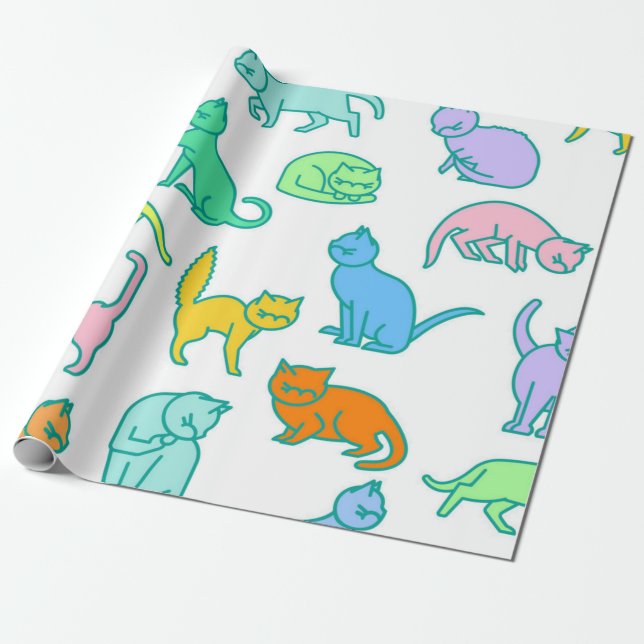 Cat pattern wrapping paper (Unrolled)