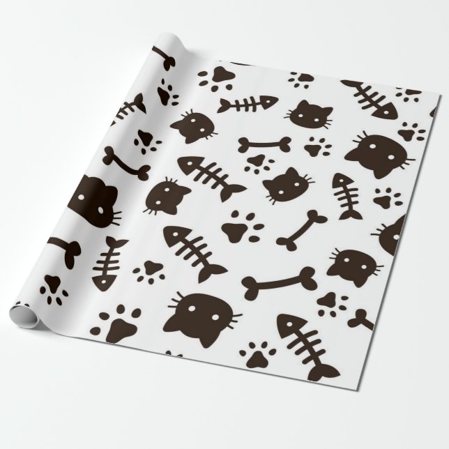 Cat pattern wrapping paper (Unrolled)