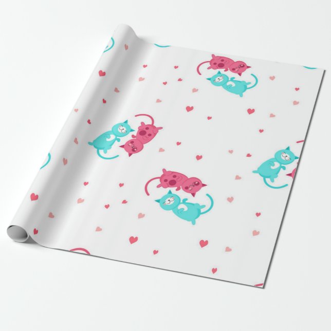Cat pattern wrapping paper (Unrolled)