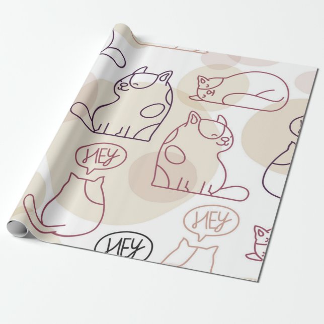 Cat pattern wrapping paper (Unrolled)