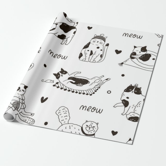 Cat pattern wrapping paper (Unrolled)