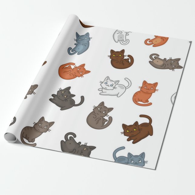 Cat pattern wrapping paper (Unrolled)