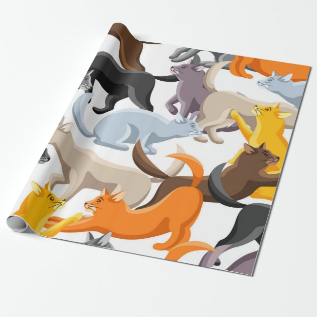 Cat pattern wrapping paper (Unrolled)