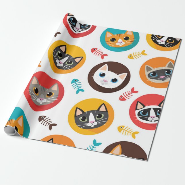 Cat pattern wrapping paper (Unrolled)