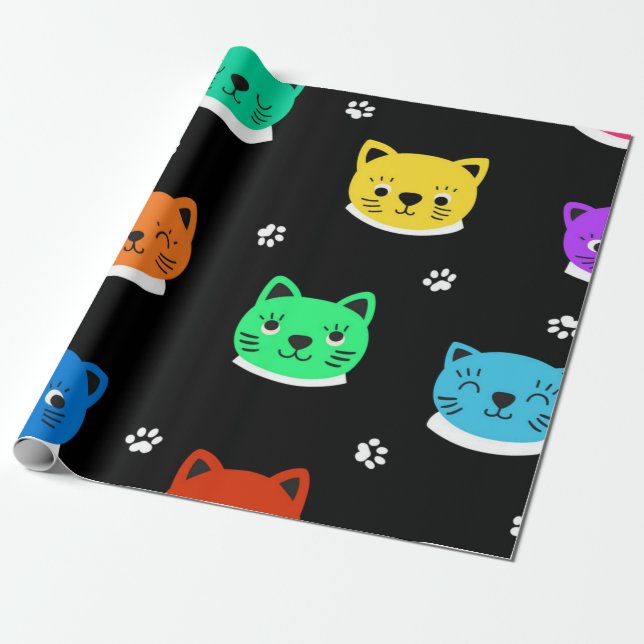 Cat pattern wrapping paper (Unrolled)