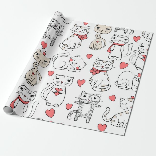 Cat pattern wrapping paper (Unrolled)
