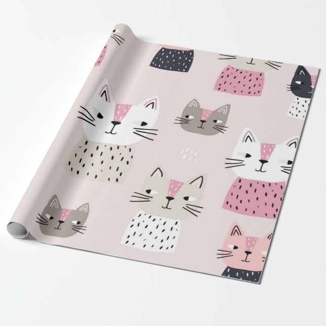 Cat pattern wrapping paper (Unrolled)