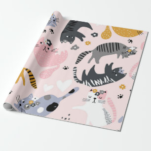 Cat pattern wrapping paper