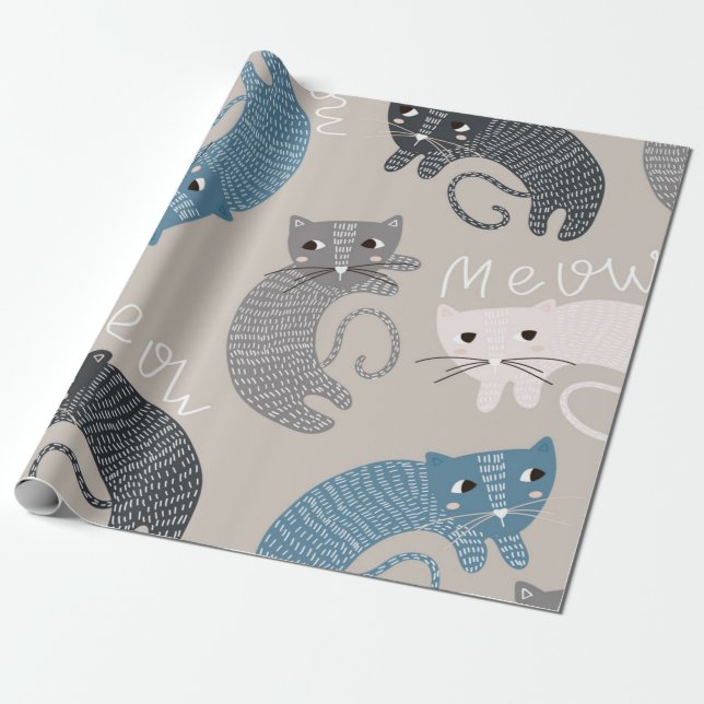 Cat pattern wrapping paper (Unrolled)