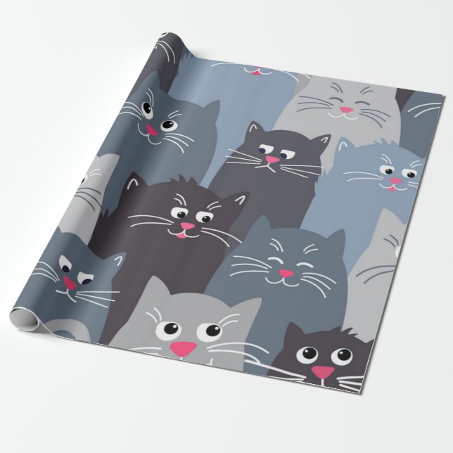 Cat pattern wrapping paper (Unrolled)