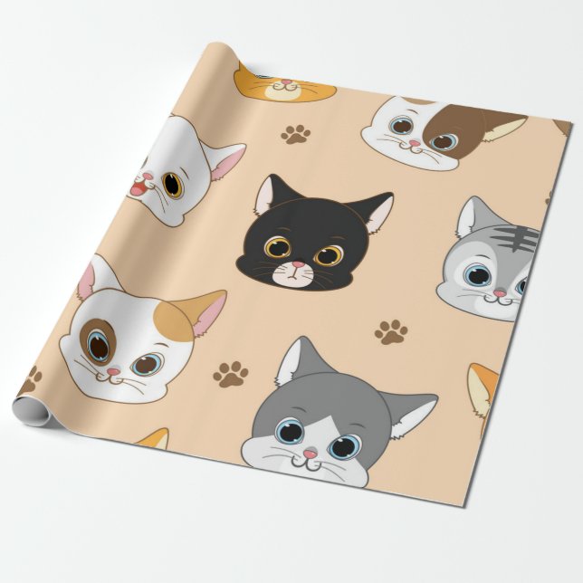 Cat pattern wrapping paper (Unrolled)