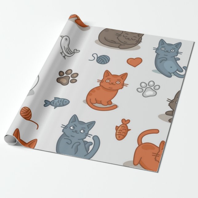 Cat pattern wrapping paper (Unrolled)