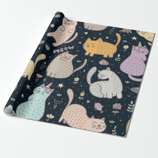 Cat pattern wrapping paper (Unrolled)