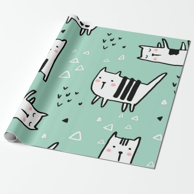 Cat pattern wrapping paper (Unrolled)