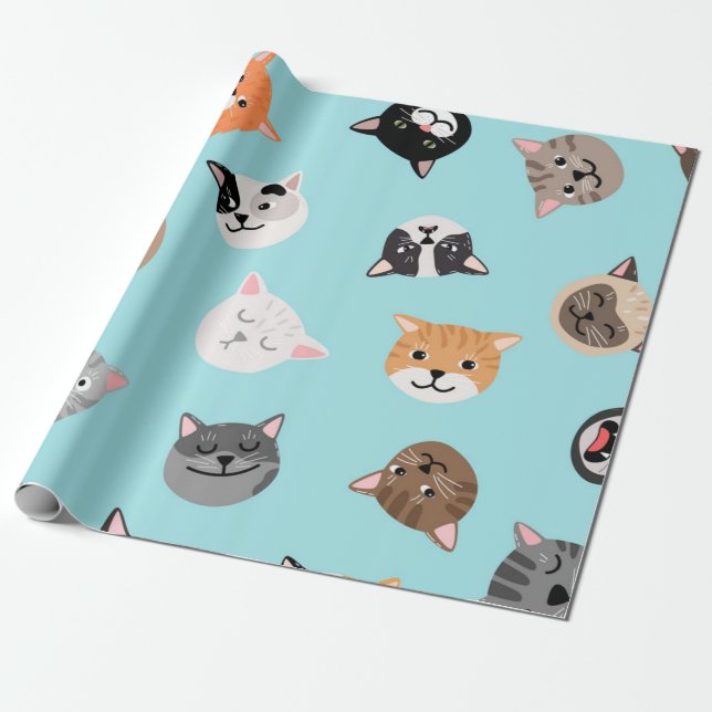 Cat pattern wrapping paper (Unrolled)