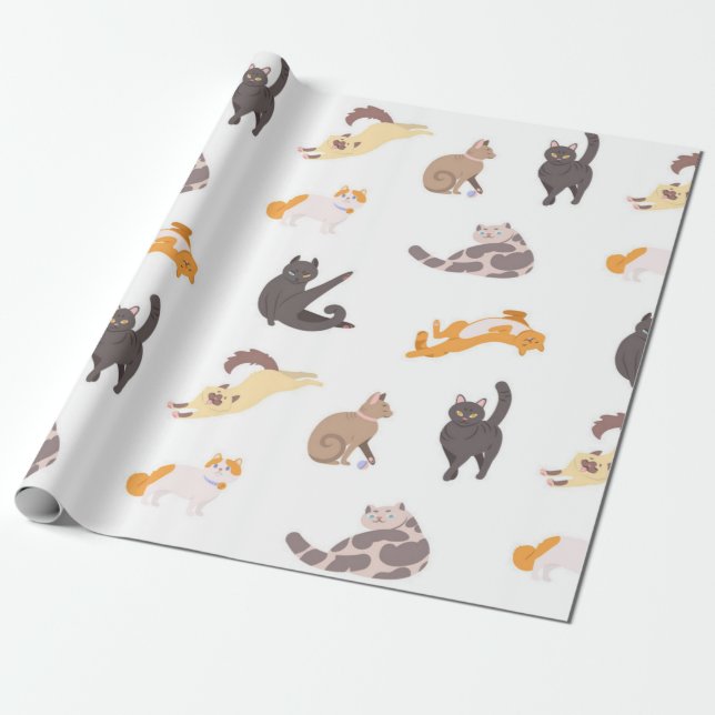 Cat pattern wrapping paper (Unrolled)