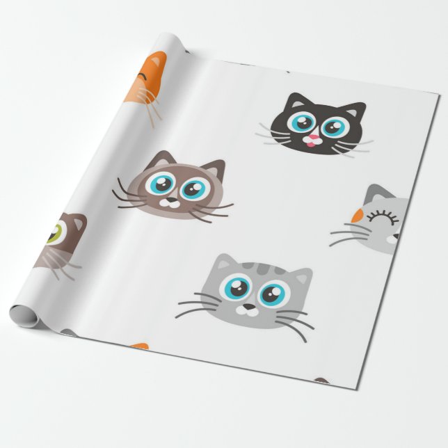 Cat pattern wrapping paper (Unrolled)