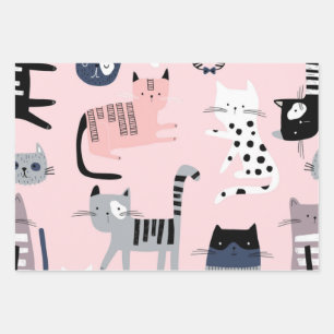 Cat pattern wrapping paper sheet
