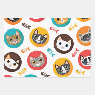 Cat pattern wrapping paper sheet