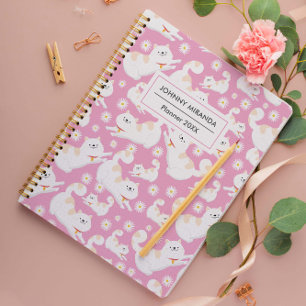 Cat Pattern Year and Name White  Planner