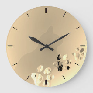 Cat Paw Clean Cream Brown Large Clock