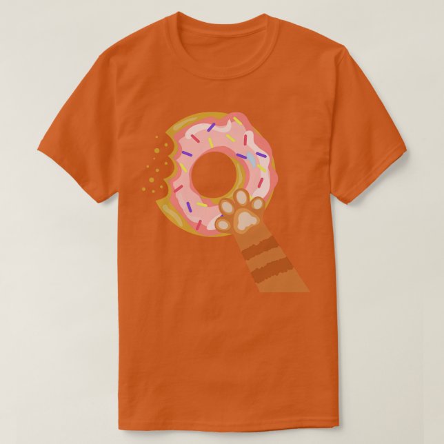 Cat Paw Grab Doughnut  T-Shirt (Design Front)